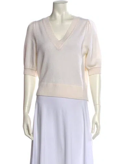 Pre-owned White + Warren Cashmere V-neck Sweater In Pink