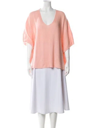 Pre-owned White + Warren Cashmere V-neck Sweater In Pink