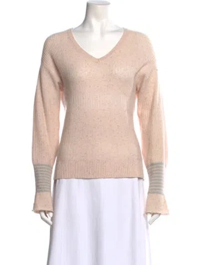 Pre-owned White + Warren Cashmere V-neck Sweater In Pink