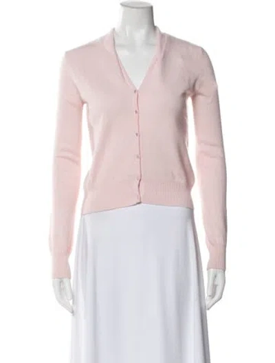 Pre-owned White + Warren Cashmere V-neck Sweater In Pink