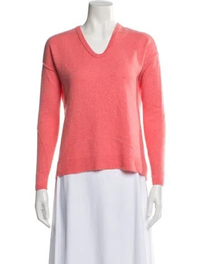 Pre-owned White + Warren Cashmere V-neck Sweater In Pink