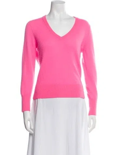 Pre-owned White + Warren Cashmere V-neck Sweater In Pink