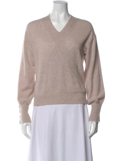 Pre-owned White + Warren Cashmere V-neck Sweater In Pink