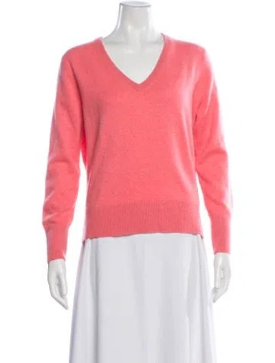 Pre-owned White + Warren Cashmere V-neck Sweater In Pink