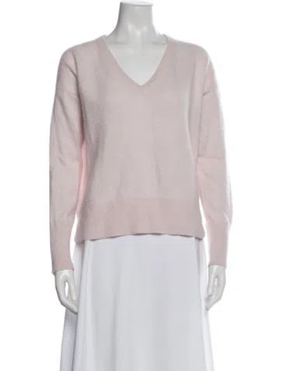 Pre-owned White + Warren Cashmere V-neck Sweater In Pink