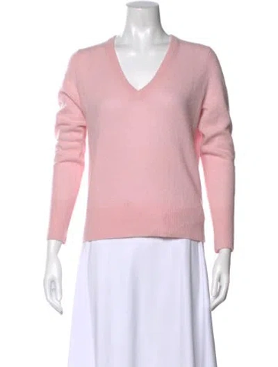 Pre-owned White + Warren Cashmere V-neck Sweater In Pink