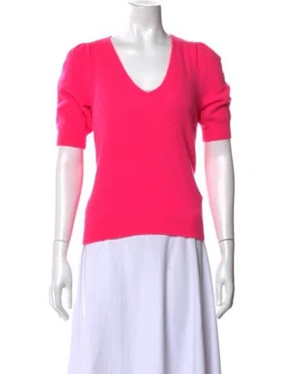Pre-owned White + Warren Cashmere V-neck Sweater In Pink