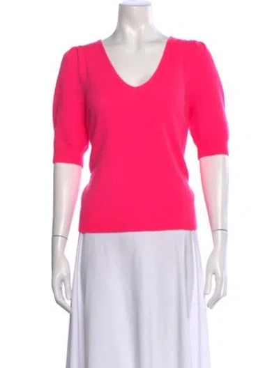 Pre-owned White + Warren Cashmere V-neck Sweater In Pink