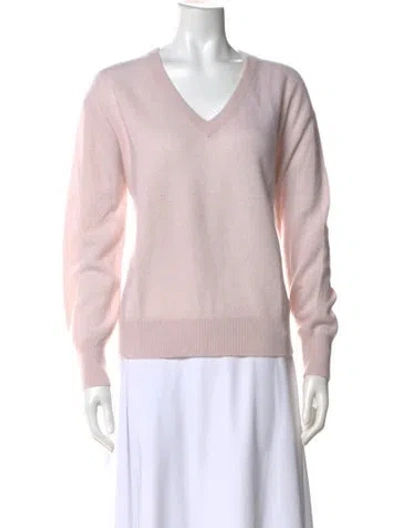 Pre-owned White + Warren Cashmere V-neck Sweater In Pink