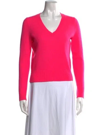 Pre-owned White + Warren Cashmere V-neck Sweater In Pink