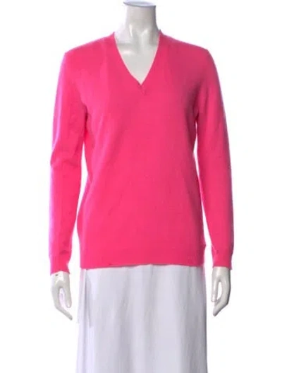 Pre-owned White + Warren Cashmere V-neck Sweater In Pink