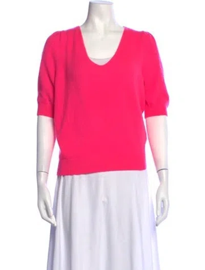 Pre-owned White + Warren Cashmere V-neck Sweater In Pink