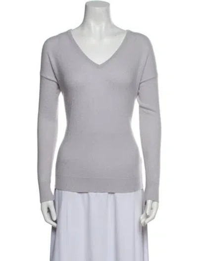 Pre-owned White + Warren Cashmere V-neck Sweater In Purple