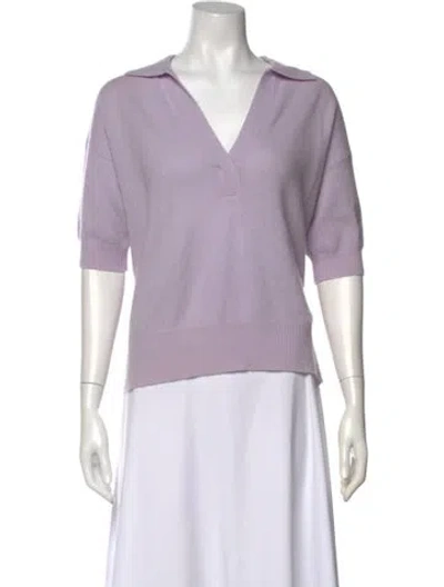 Pre-owned White + Warren Cashmere V-neck Sweater In Purple