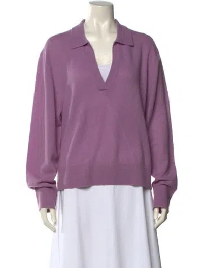 Pre-owned White + Warren Cashmere V-neck Sweater In Purple