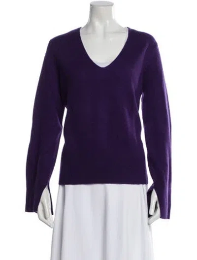 Pre-owned White + Warren Cashmere V-neck Sweater In Purple