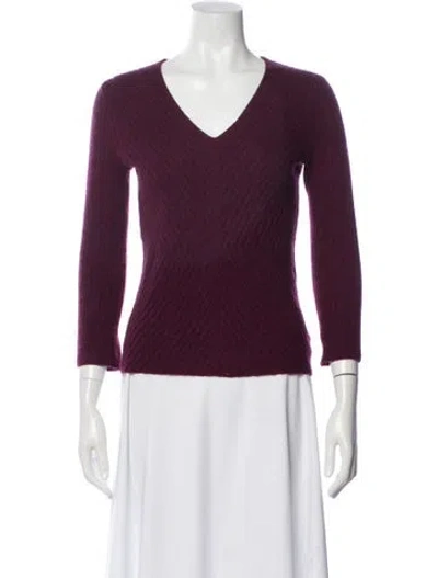 Pre-owned White + Warren Cashmere V-neck Sweater In Purple