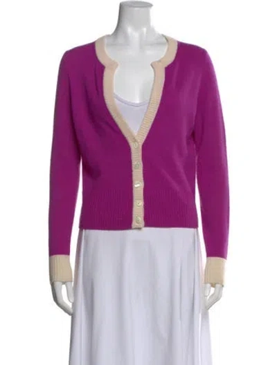 Pre-owned White + Warren Cashmere V-neck Sweater In Purple