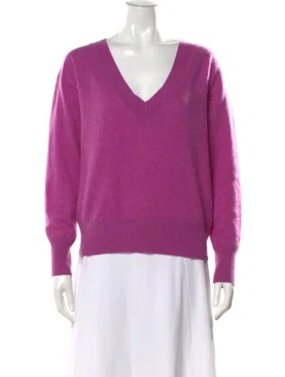 Pre-owned White + Warren Cashmere V-neck Sweater In Purple