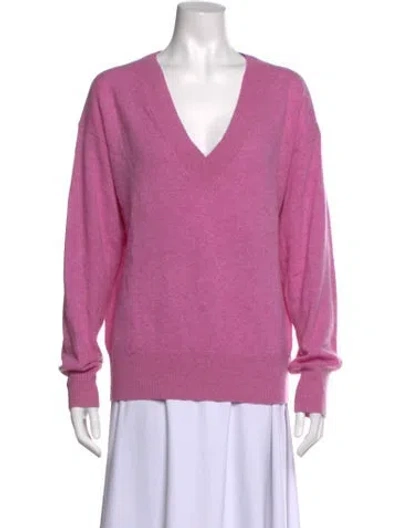 Pre-owned White + Warren Cashmere V-neck Sweater In Purple