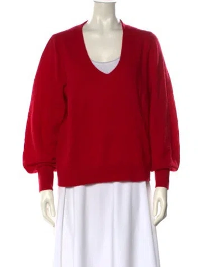 Pre-owned White + Warren Cashmere V-neck Sweater In Red