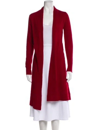 Pre-owned White + Warren Cashmere V-neck Sweater In Red