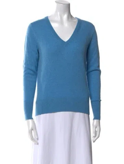 Pre-owned White + Warren Cashmere V-neck Sweater W/ Tags In Blue