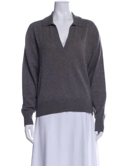 Pre-owned White + Warren Cashmere V-neck Sweater W/ Tags In Gray