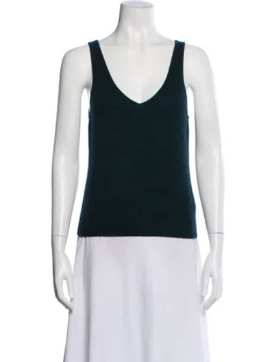 Pre-owned White + Warren Cashmere V-neck Sweater W/ Tags In Green