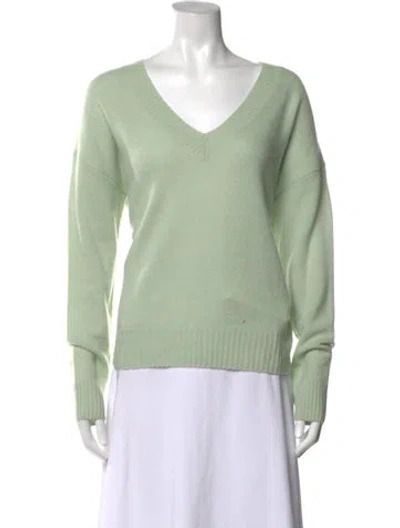 Pre-owned White + Warren Cashmere V-neck Sweater W/ Tags In Green