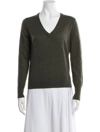 Pre-owned White + Warren Cashmere V-neck Sweater W/ Tags In Green