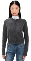 White + Warren Cashmere Waffle Cardigan Dark Slate Heather In Gray