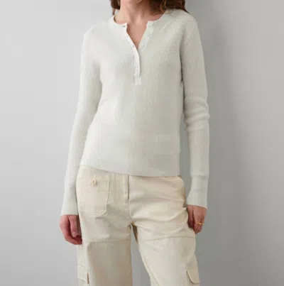White + Warren Cashmere Ribbed Polo Top In Soft White