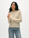 White + Warren Cashmere Waffle Mesh Crewneck Top In Natural Heather
