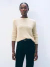 White + Warren Cashmere Waffle Mesh Crewneck Top In Natural Heather In Gray