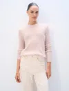 White + Warren Cashmere Waffle Mesh Crewneck Top In Pink Sand In Pink