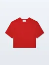 White + Warren Cashmere Waffle Mesh Tee French Red Top In Orange