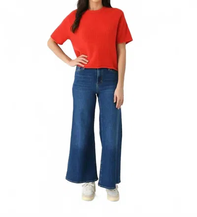 White + Warren Cashmere Waffle Mesh Tee In French Red