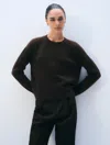 White + Warren Cashmere Waffle Sweatshirt In Dark Umber In Brown