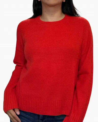 White + Warren Cashmere Waffle Sweatshirt In French Red