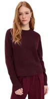 White + Warren Cashmere Waffle Sweatshirt Sangria In Burgundy