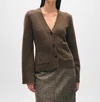 White + Warren Cashmere Luxe Waisted Cardigan Sweater In Russet Brown In Multi
