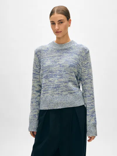 White + Warren Cashmere Wide Ribbed Crewneck Top In Blue Marl
