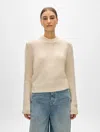 White + Warren Cashmere Wide Ribbed Crewneck Top In Neutral Marl In Neutral Marl