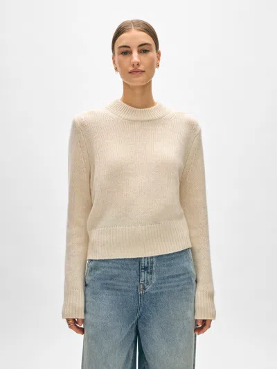 White + Warren Cashmere Wide Ribbed Crewneck Top In Neutral Marl