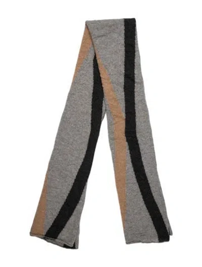 Pre-owned White + Warren Colorblock Pattern Scarf In Grey