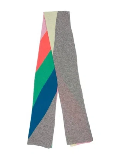 Pre-owned White + Warren Colorblock Pattern Shawl In Gray