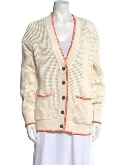 Pre-owned White + Warren Colorblock Pattern V-neck Sweater W/ Tags In Neutral