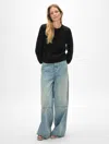 White + Warren Cotton Beachy Crewneck Sweatshirt In Black In Black