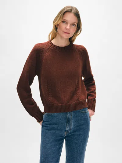 White + Warren Cotton Beachy Crewneck Sweatshirt In Deep Terracotta